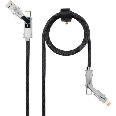 Cable USB 2.0 Tipo-C Nanocable 10.01.2602/ USB Tipo-C Macho + USB Macho - USB Tipo-C Macho + Lightning Macho/ Hasta 27W/ 480Mbps/ 2m/ Negro