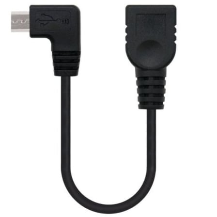 Cable USB 2.0 Nanocable 10.01.3600/ MicroUSB Macho - USB Hembra/ 15cm/ Negro