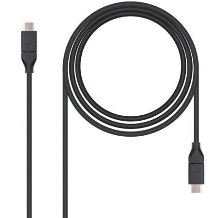 Cable USB 3.2 Tipo-C Nanocable 10.01.4101/ USB Tipo-C Macho - USB Tipo-C Macho/ hasta 100W/ 1m/ Negro