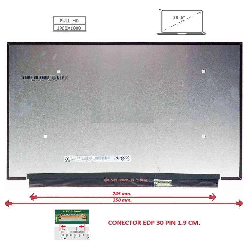 Pantalla compatible para portátil LED 15.6\" SLIM 30 Pines FULL HD Sin Brackets Inverter 245mm.