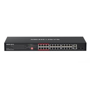 ÷ Switch no gestionable mercusys ms126cp 26p 24xfe lan 2xgb combo lan/sfp 24xpoe+ 295w carcasa metalic