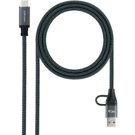 Cable USB 3.2 Tipo-C Nanocable 10.01.4112-COMB/ USB Tipo-C Macho + USB Macho - USB Tipo-C… Gris / Negro