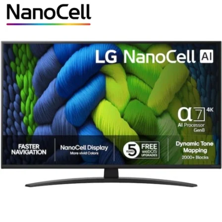 Televisor LG NanoCell AI NANO82 43NANO82A6B 43"/ Ultra HD 4K/ Smart TV/ WiFi