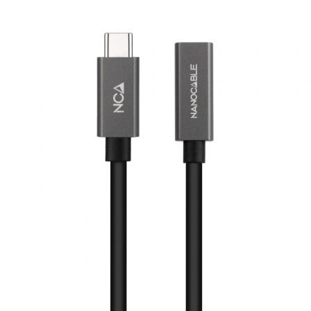 Cable Alargador USB 3.2 Nanocable 10.01.4401-L150/ USB Tipo-C Macho - USB Tipo-C Hembra/… Negro