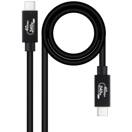 Cable USB 4.0 Nanocable 10.01.5001/ USB Tipo-C Macho - USB Tipo-C Macho/ Hasta 240W/… Negro