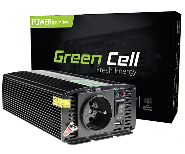 Inversor de corriente para coche 24V a 230V 500W / 1000W Greencell