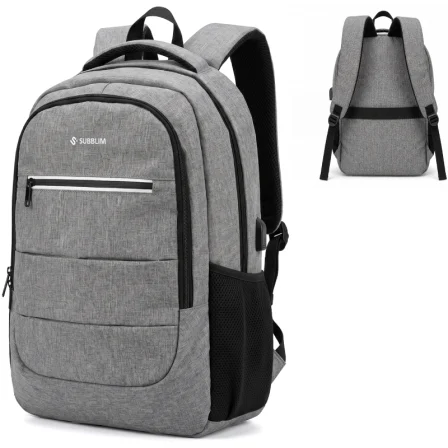 Subblim Mochila City Plus 26L Backpack para Portátiles hasta 16"/ Puerto USB/ Repelente al… Gris