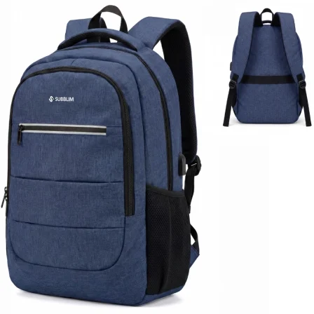 Mochila Subblim City Plus 26L Backpack para Portátiles hasta 16"/ Puerto USB/ Azul