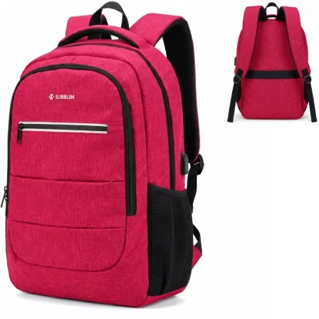 Mochila Subblim City Plus 26L Backpack para Portátiles hasta 15.6"/ Puerto USB/ Roja