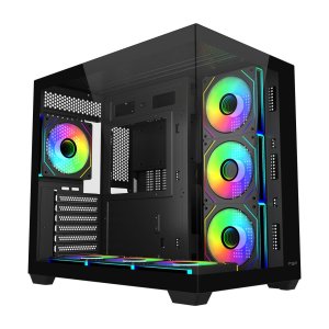 ÷ Caja atx fsp m341 cristal templado dual chamber 7xargb disipador max 160mm gpu max 410mm negro
