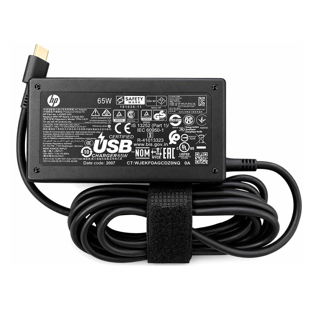 Cargador original para portátil HP 65W Type-C / 1P3K6AA
