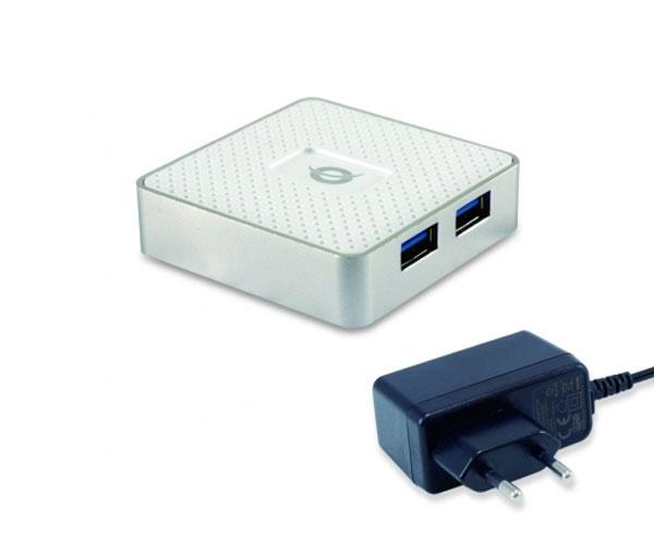 ÷ Hub usb 3.0 conceptronic hubbies03w 4 puertos usb 3.0 con alimentador color blanco