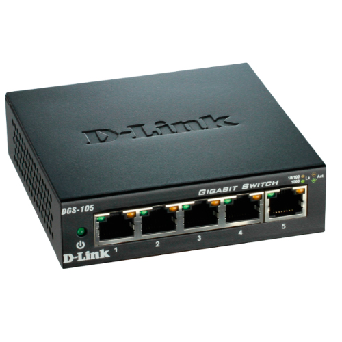 ÷ Switch no gestionable d-link dgs-105 5p giga carcasa metal igmp snooping (iptv) sobremesa no rack