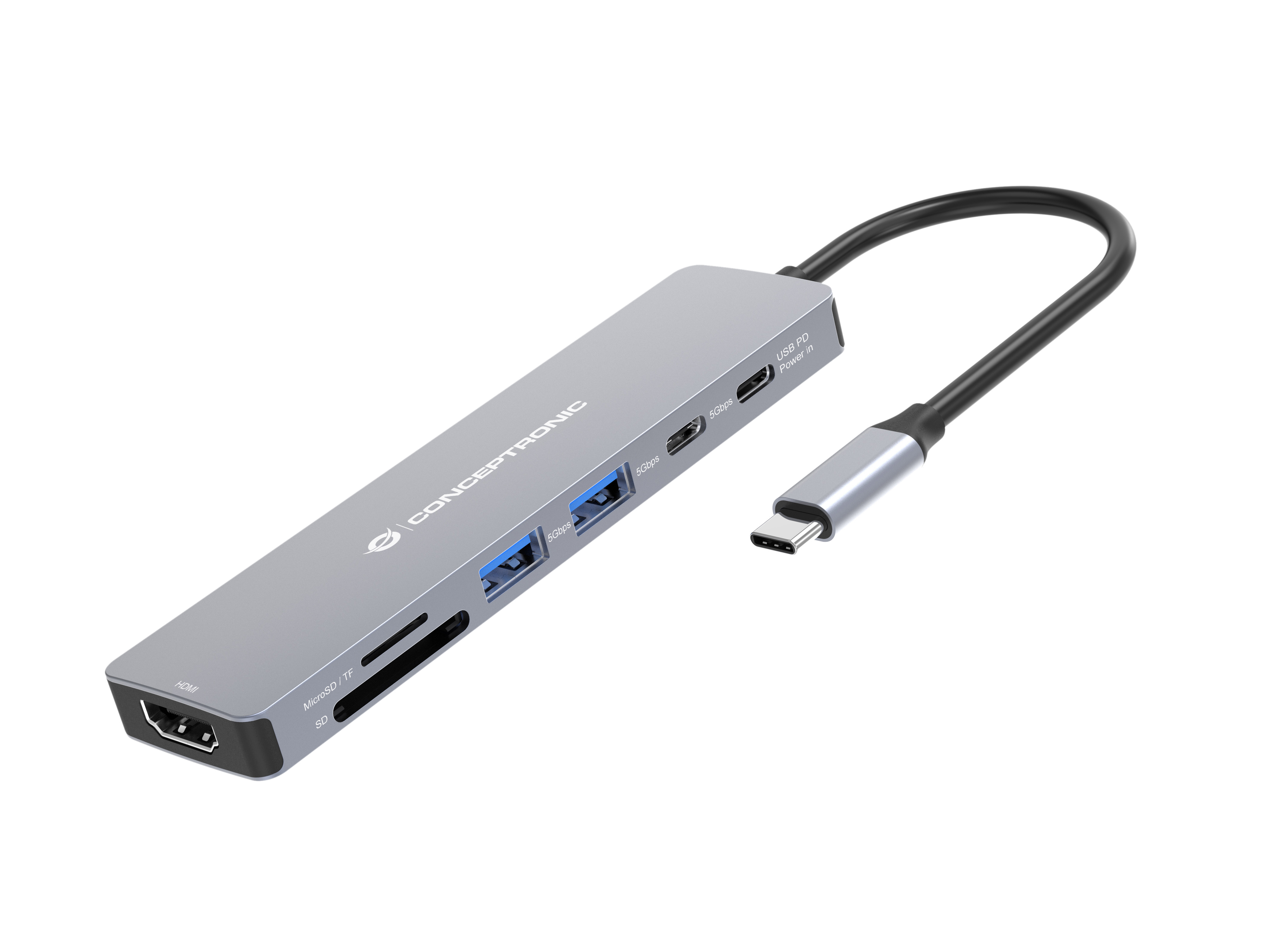 Conceptronic DONN28G Estacion de acoplamiento USB 3.2 Gen 1 7 en 1 ( – USB-C / HDMI