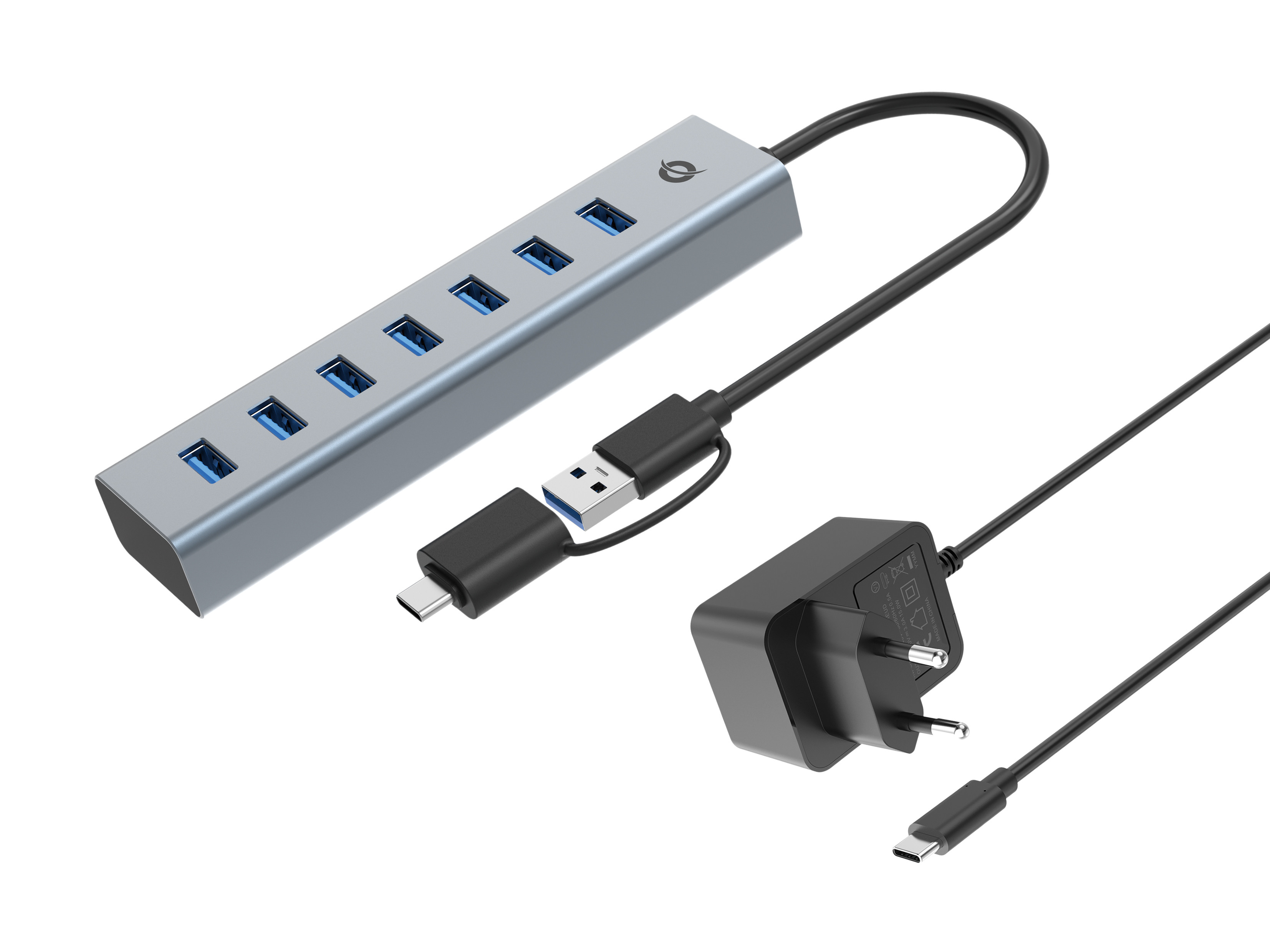 Conceptronic HUBBIES21GP Hub USB 3.0 de 7 puertos con de corriente, 5 Gbps, 7 puertos Usb-A…
