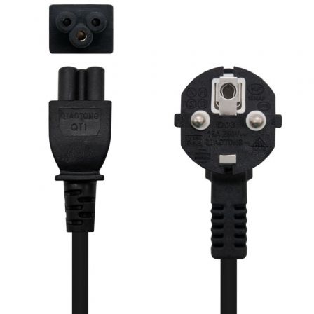 Cable Alimentación Trébol Nanocable 10.22.0302-L200/ Schuko Macho - C5 Hembra/ 2m Negro