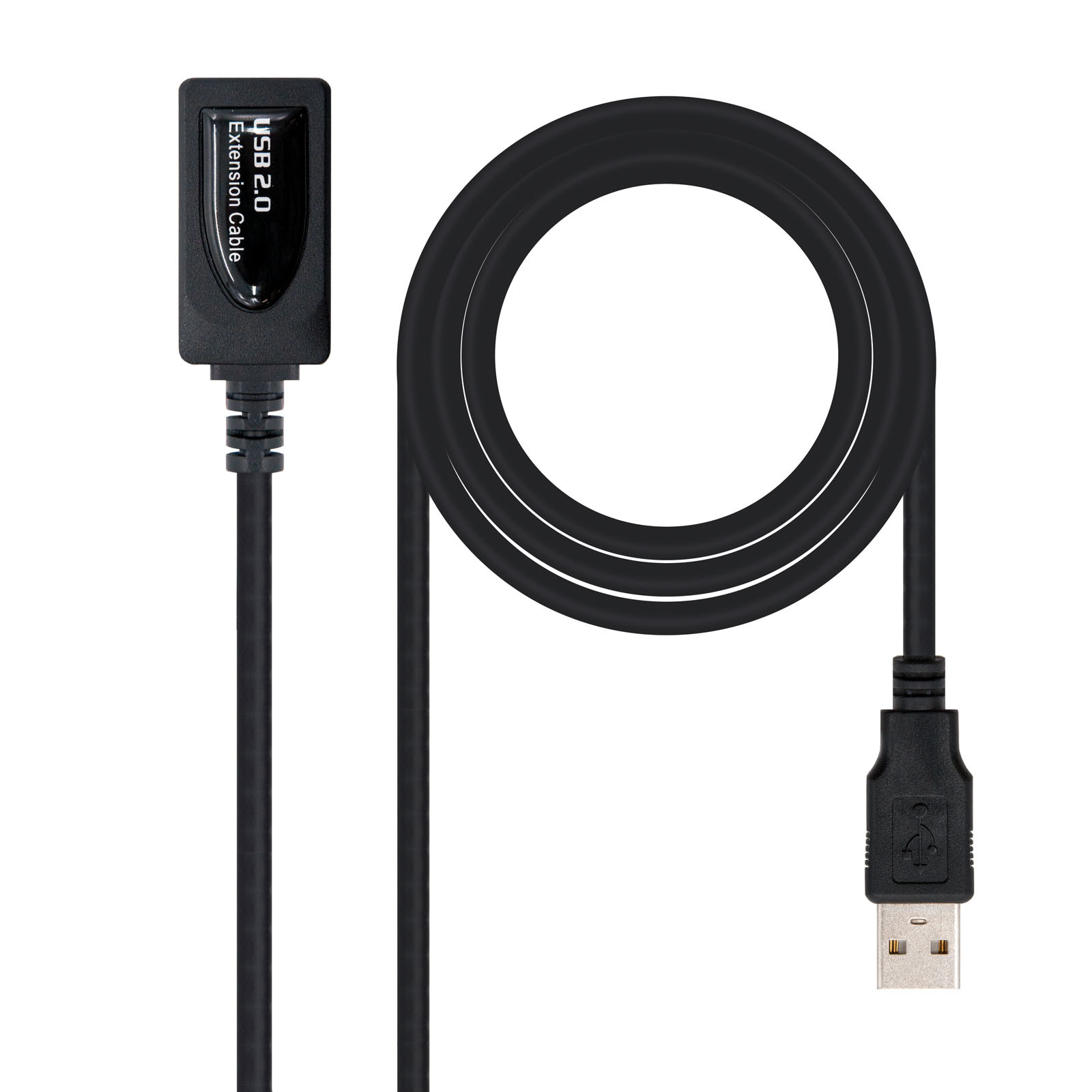 NANOCABLE CABLE USB 2.0 PROLONGADOR CON AMPLIFICADOR, TIPO A/M-A/H, 5.0 M, 5 m, USB A, USB A, USB 2.0, Macho/Hembra, Negro