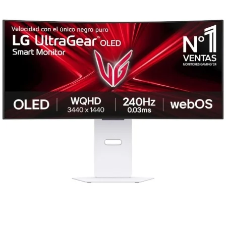 LG Smart Gaming Ultrapanorámico Curvo UltraGear 34GX90SA-W 34"/ Wqhd/ Multimedia/… Blanco – OLED