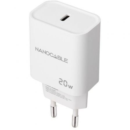 Cargador de Pared Nanocable 10.10.2005/ 1xUSB Tipo-C/ 20W Blanco
