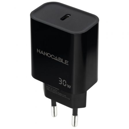 Cargador de Pared Nanocable 10.10.2010/ 1xUSB Tipo-C/ 30W Negro