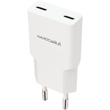 Cargador de Pared Nanocable 10.10.2023/ 2xUSB Tipo-C/ 20W Blanco