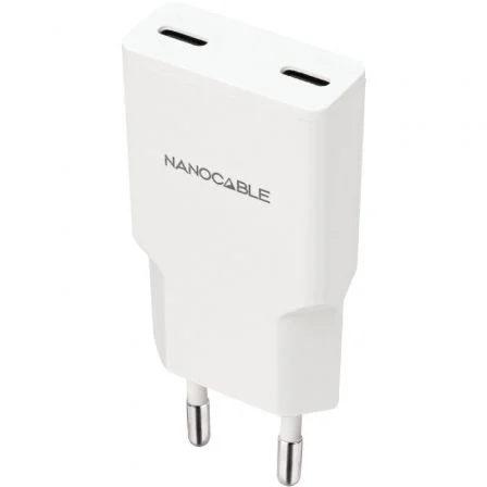 Cargador de Pared Nanocable 10.10.2026/ 2xUSB Tipo-C/ 25W Blanco