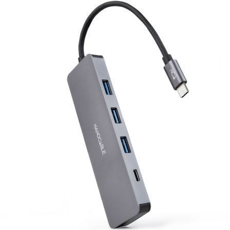 Hub USB Tipo-C Nanocable 10.16.4409/ 3xUSB/ 1xUSB Tipo-C Gris