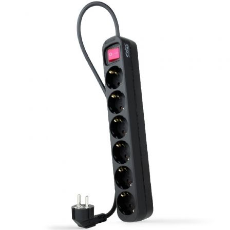Regleta con Interruptor Nanocable 10.37.0006-BK/ 6 Tomas de Corriente/ 1.4m Negro