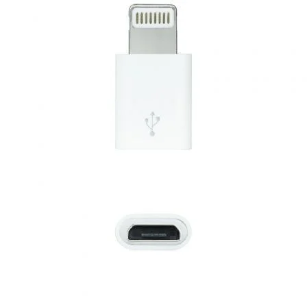 Nanocable Micro USB 2.0 Lightning 10.10.4100/ Micro USB Hembra - Lightning Macho Blanco