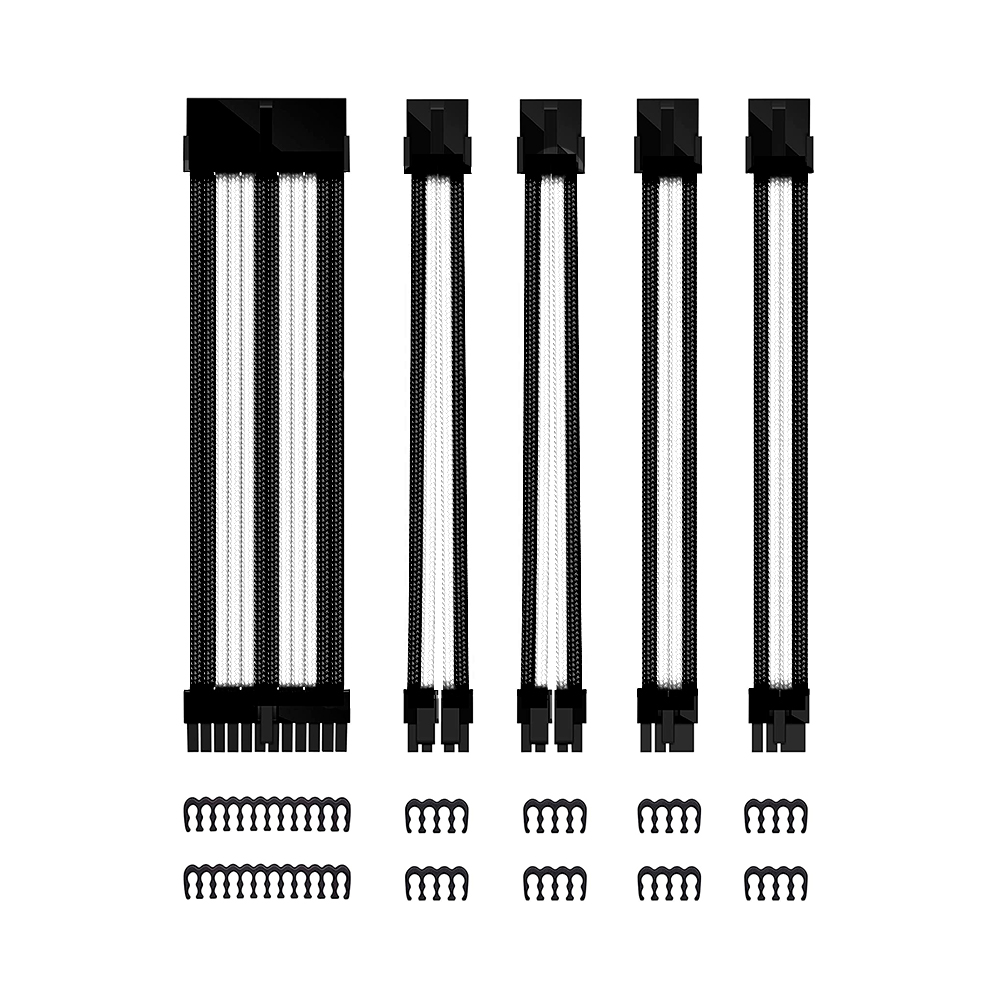 Phoenix technologies Kit de extension phoenix cables fuente de alimentacion 30cm 24 pines - 4 + 4 pines… blanco / negro