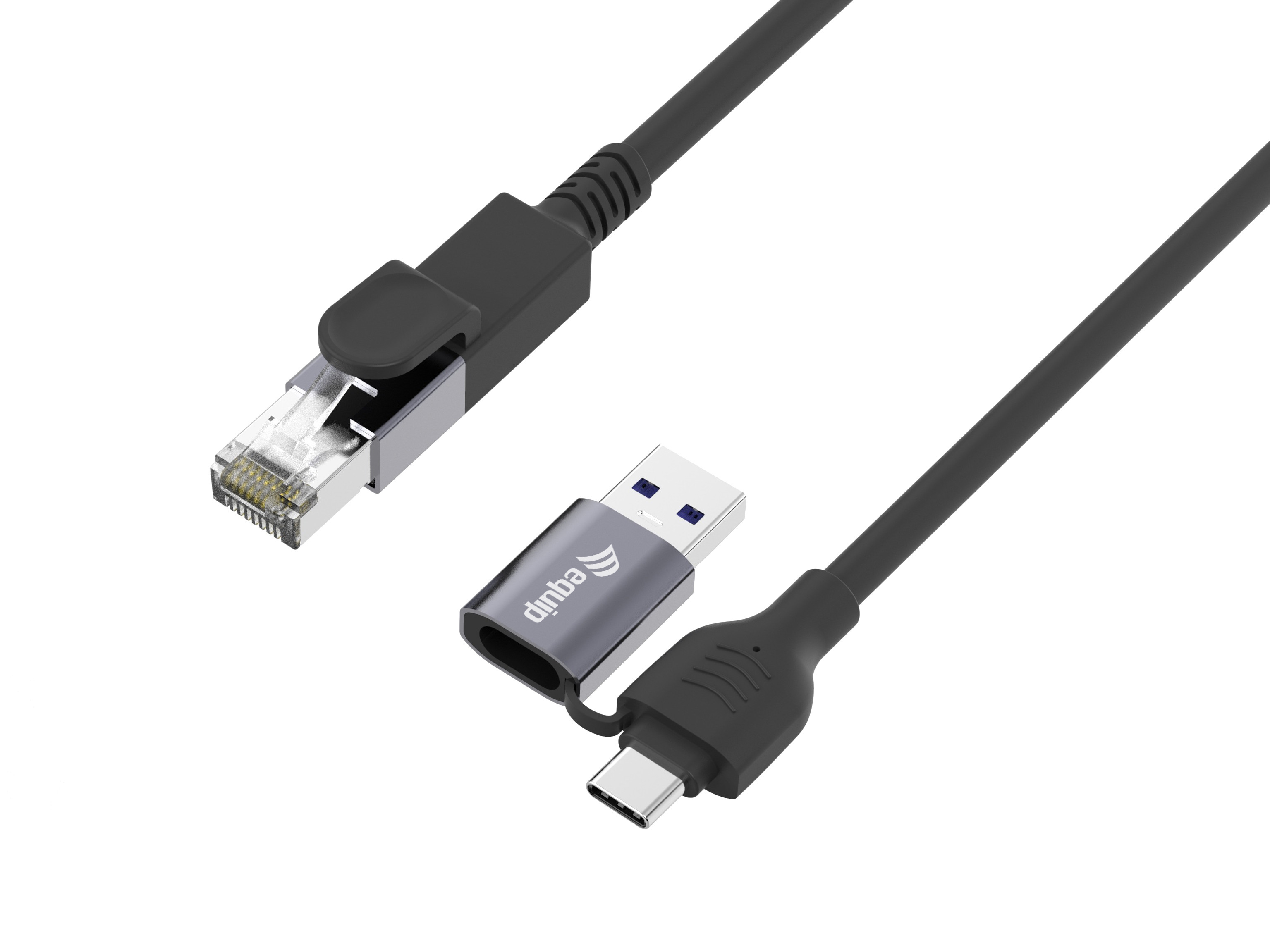 ÷ Cable adaptador de red equip usb-c + a a rj45 gigabit ethernet 1.0m negro