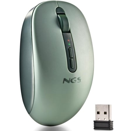Ratón Ergonómico Inalámbrico NGS Fog Dual FOGDUALGREEN Silencioso/ Hasta 1600 DPI/ Verde