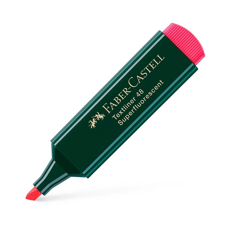 Faber-Castell Marcador fluorescente Texliner 48 - Punta biselada - Trazo 1 mm a 5 mm - Color rojo