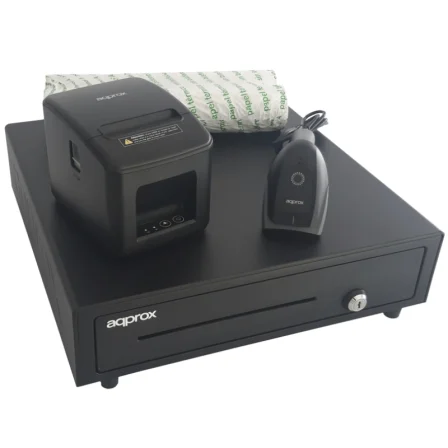 Approx Pack para Tpv appPOSPACK4180USB-2D/ Cajón Portamonedas + Térmica de Tickets +…