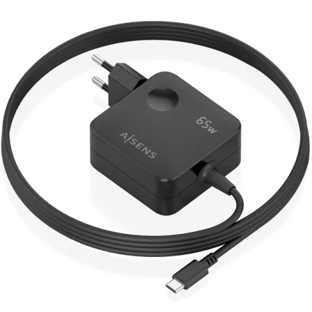 Aisens de Pared GaN ASCH-1PD65WL85-BK/ 1xUSB Tipo-C/ 65W