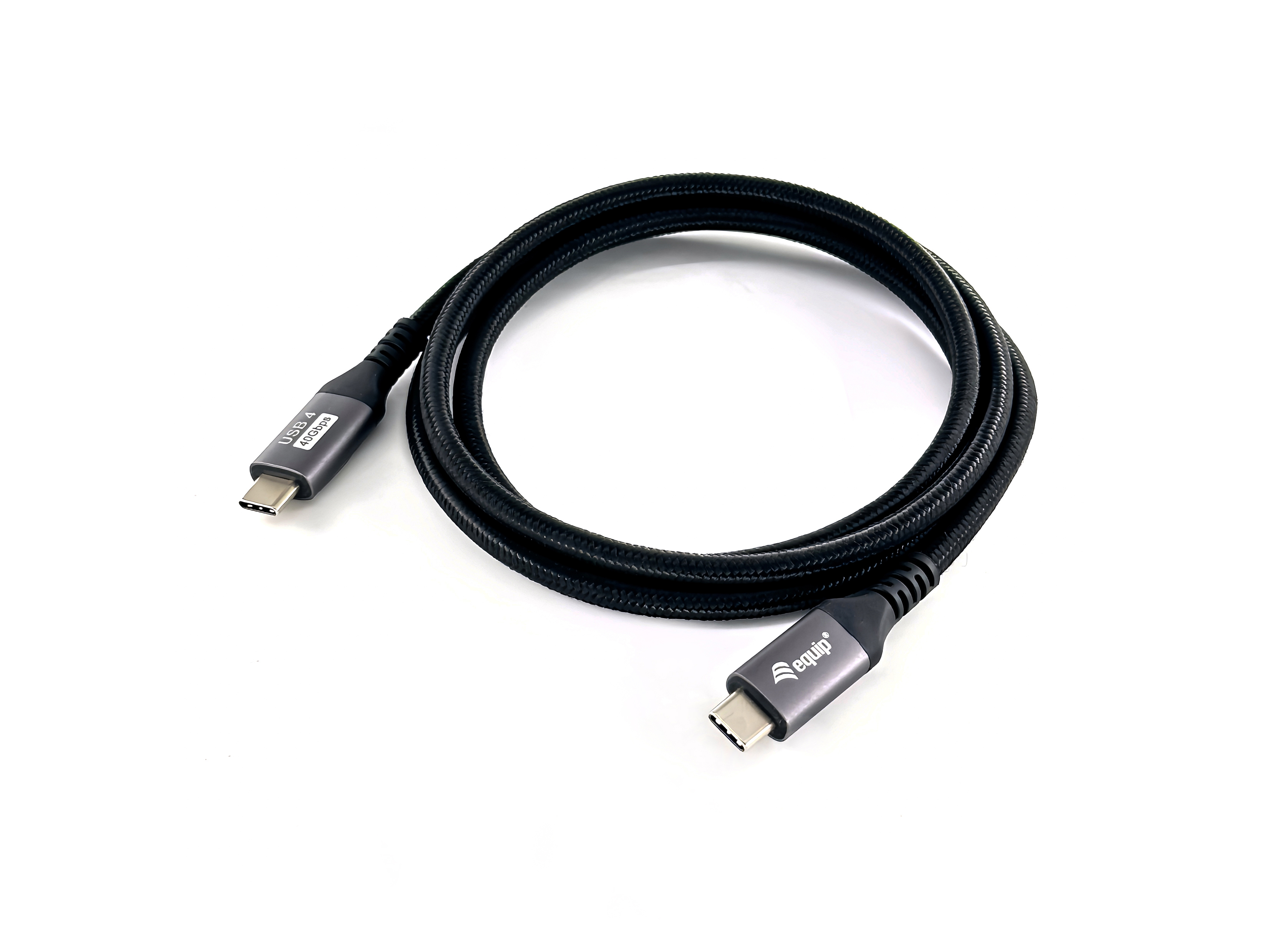 Equip USB4 Gen3 Macho Macho 40Gbps /60Hz 240W Con Chip E-Mark Color 1.2m Malla algodon… Negro – USB-C