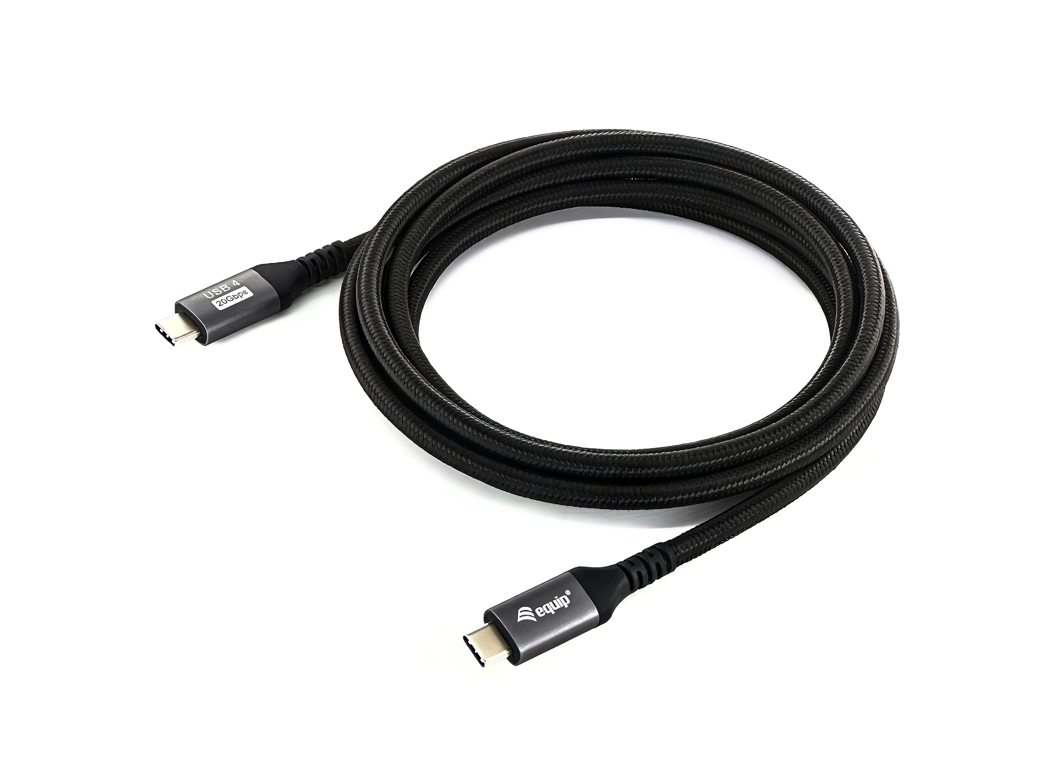 Equip USB4 Gen2 Macho Macho 40Gbps /60Hz 100W Con Chip E-Mark Color 2.0m Malla algodon… Negro – USB-C