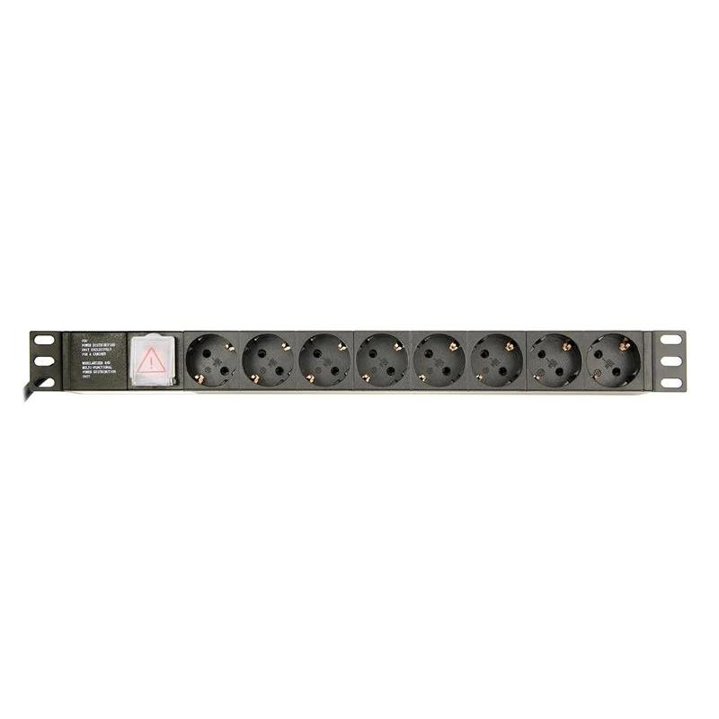 Gembird Pdu 8 tomas Schuko, 1U, 16A, de 3 m