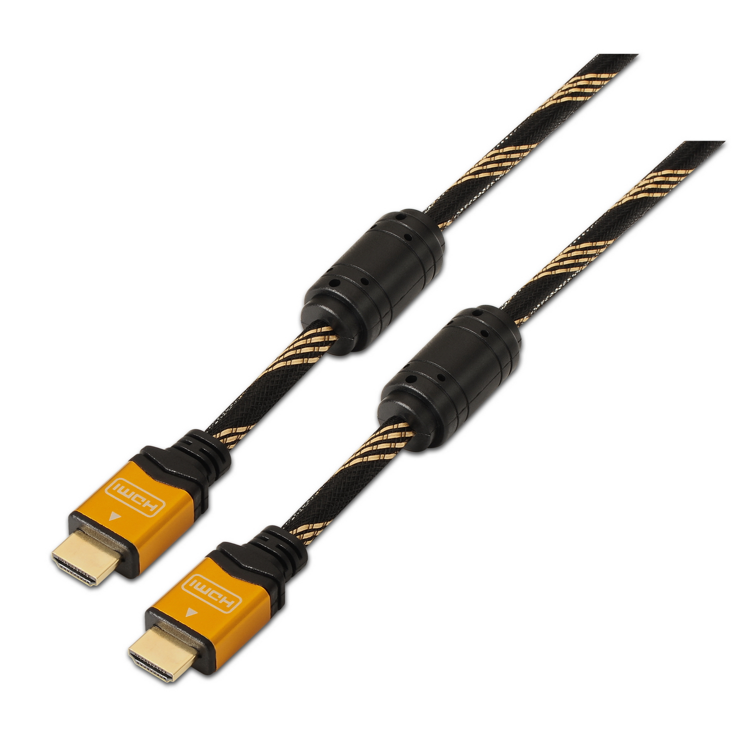 AISENS - CABLE HDMI ALTA VELOCIDAD / HEC CON FERRITA, A/M-A/M, ORO, 1.8M