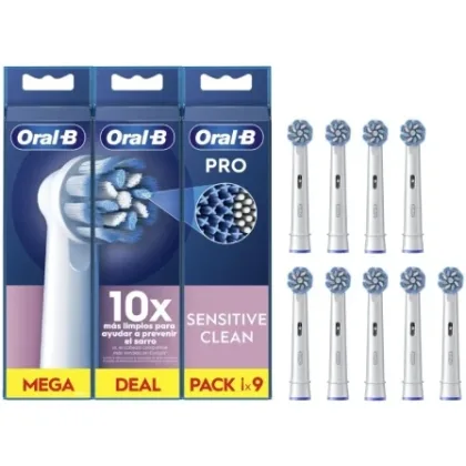 Cabezal de Recambio Braun para cepillo Braun Oral-B Sensitive Clean/ Pack 9 uds