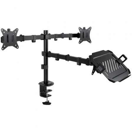 Tooq Soporte de Mesa para 2 Monitores y 1 DB1202TN-B/ Giratorio/ Inclinable/ hasta 9kg