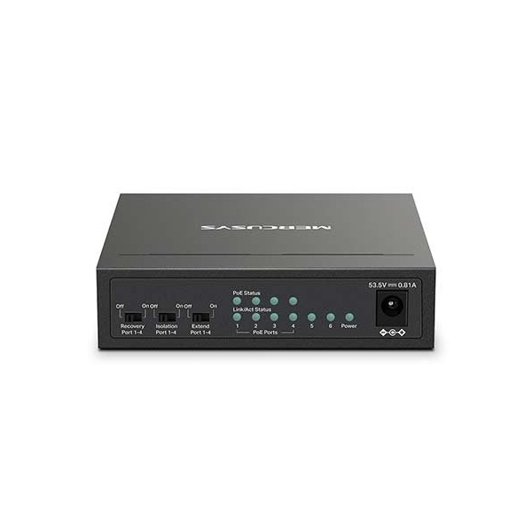 Mercusys ÷ no gestionable ms106lp 6p 2x10/100 4x10/100 poe+ 40w metalico negro
