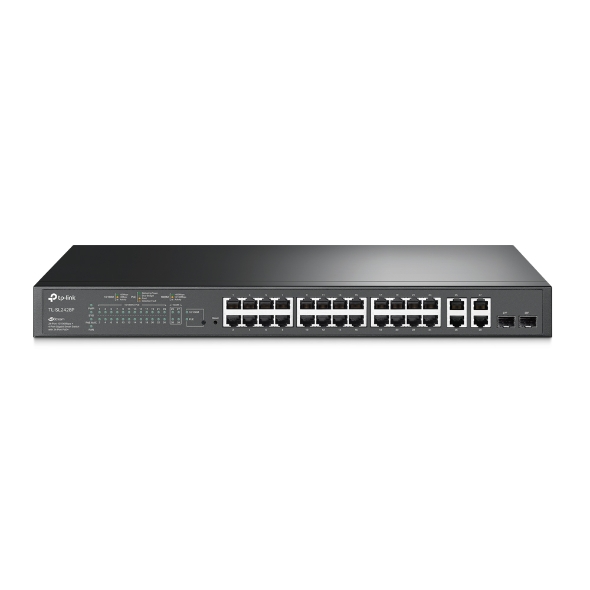 Tplink ÷ gestionable l2 TP-LINK tl-sl2428p 28p 24x10/100 poe+ 250w 2x1gb/2x1gb SFP combo… negro