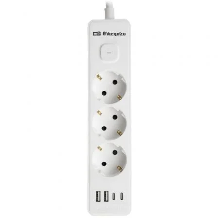 Regleta con Interruptor Orbegozo En 3100/ 3 Tomas de Corriente/ 2 USB/ 2 USB Tipo-C/ 1.4m/…