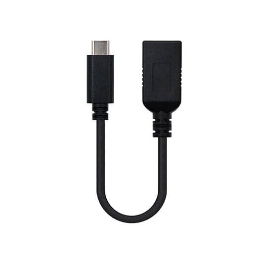 Nanocable otg USB tipo a 3.1 a USB tipo c 3.1 15cm - hembra - macho negro