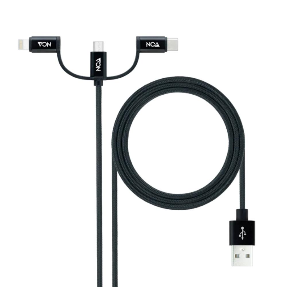 Nanocable USB tipo a a micro USB - USB tipo c - lightning 1m - macho - macho negro