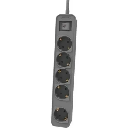 Regleta con Interruptor Philips CHP2154G/12 5 Tomas de corriente/ 1.5m Gris