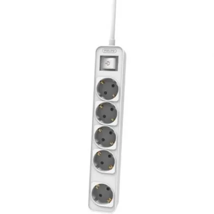 Regleta con Interruptor Philips CHP2154W/12/ 5 Tomas de corriente/ 1.5m Blanco