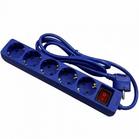 Phasak Regleta con Interruptor Bn 0825/ 5 Tomas de Corriente/ 1.8m Azul
