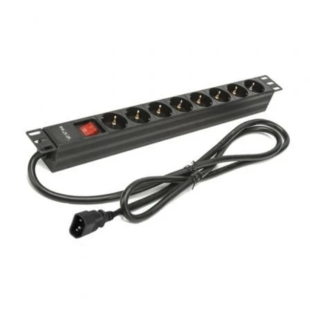 Phasak Regleta con Interruptor Bns 3535/ 8 Tomas de Corriente/ 2m Negro